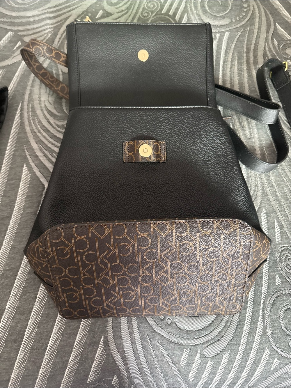 Calvin Klein Black and Brown Logo Backpack